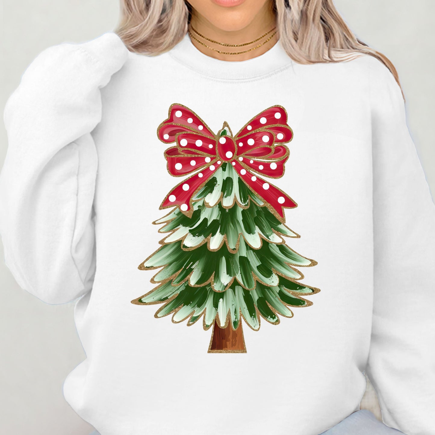 Coquette Bow Christmas Tree Sweatshirt