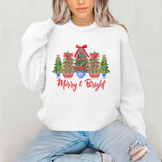 Merry and Bright Christmas Tree Sweatshirt