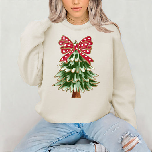 Coquette Bow Christmas Tree Sweatshirt