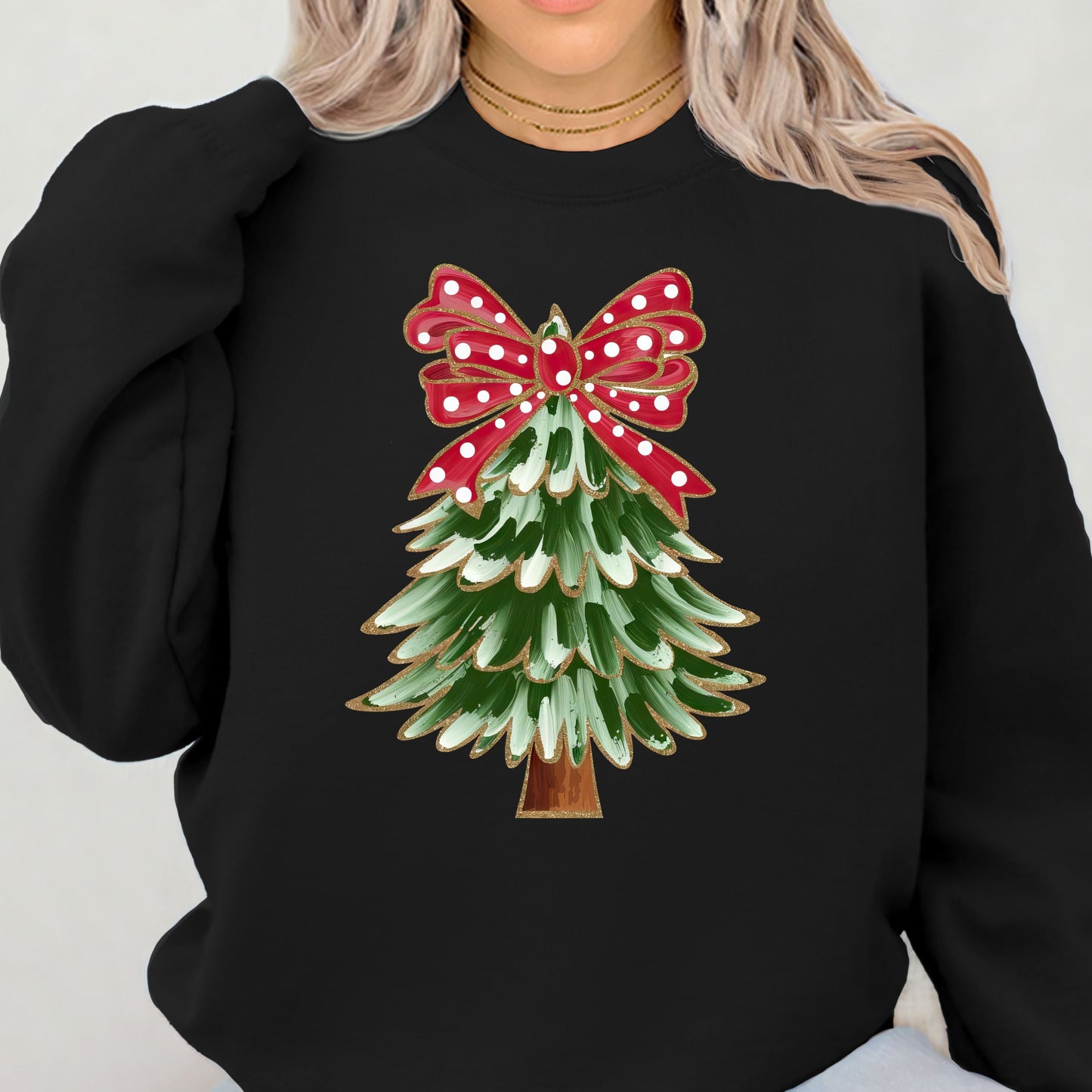 Coquette Bow Christmas Tree Sweatshirt