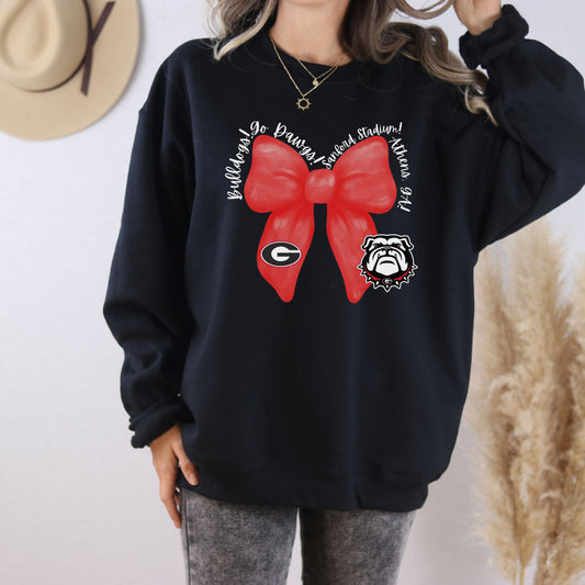 Georgia Bulldogs Coquette Bow Sweatshirt